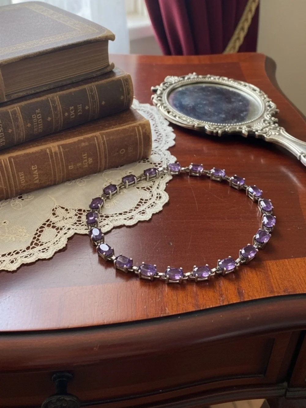 Amethyst Tennis 8 inch bracelet 925 stamped - Picture 8 of 8